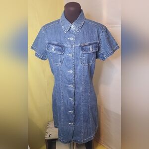 VTG Calvin Klien Denim Button-Up Shirt Dress Sz 9 GUC